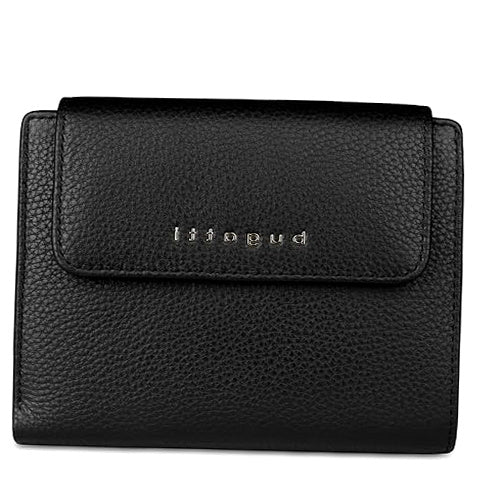 WOMEN'S LEATHER WALLET BUGATTI ELEGANT BLACK RFID PROTECTION FOR WOMEN