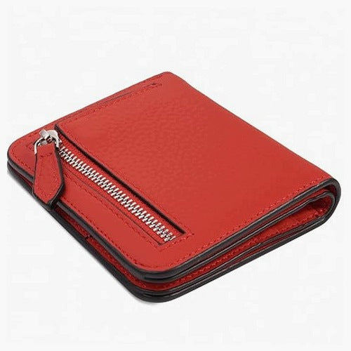 WOMEN'S LEATHER WALLET SMALL WITH RFID PROTECTION FOR METAL COINS CARDS