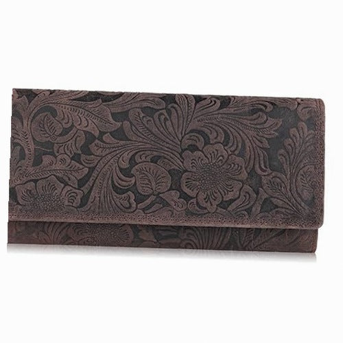 WOMEN'S LEATHER WALLET VINTAGE FLOWERS RFID FOR WOMEN'S GIFT