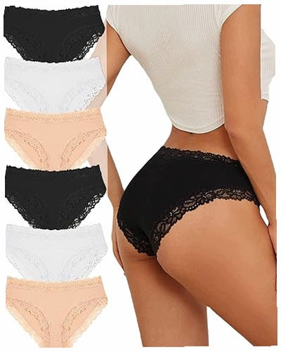 WOMEN'S PANTIES COTTON BRAZILIAN LACE 6 PAIRS cotton for home