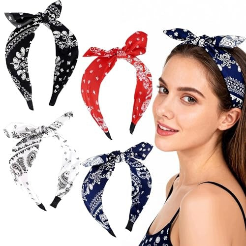 WOMEN'S ROCKABILLY PAISLEY VINTAGE HEADBAND FOR HAIR 4 PCS. Brand no brand