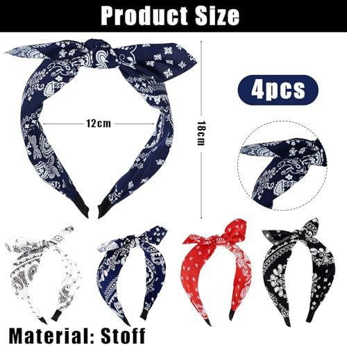 WOMEN'S ROCKABILLY PAISLEY VINTAGE HEADBAND FOR HAIR 4 PCS. Manufacturer code SWC5908151022115
