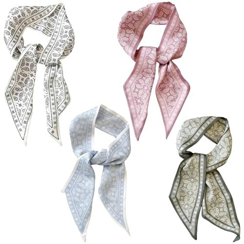 WOMEN'S SATIN BANDANAS SET OF 4 ELEGANT HAIR SCARVES Brand no brand