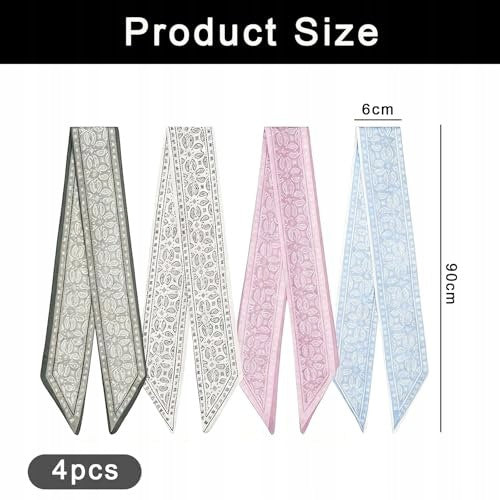WOMEN'S SATIN BANDANAS SET OF 4 ELEGANT HAIR SCARVES Manufacturer code Nieoznaczona