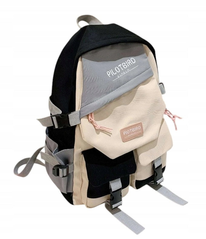WOMEN'S SCHOOL BACKPACK CREAM BLACK Youth + KEYCHAIN FROG Pin EAN (GTIN) 5905902609052