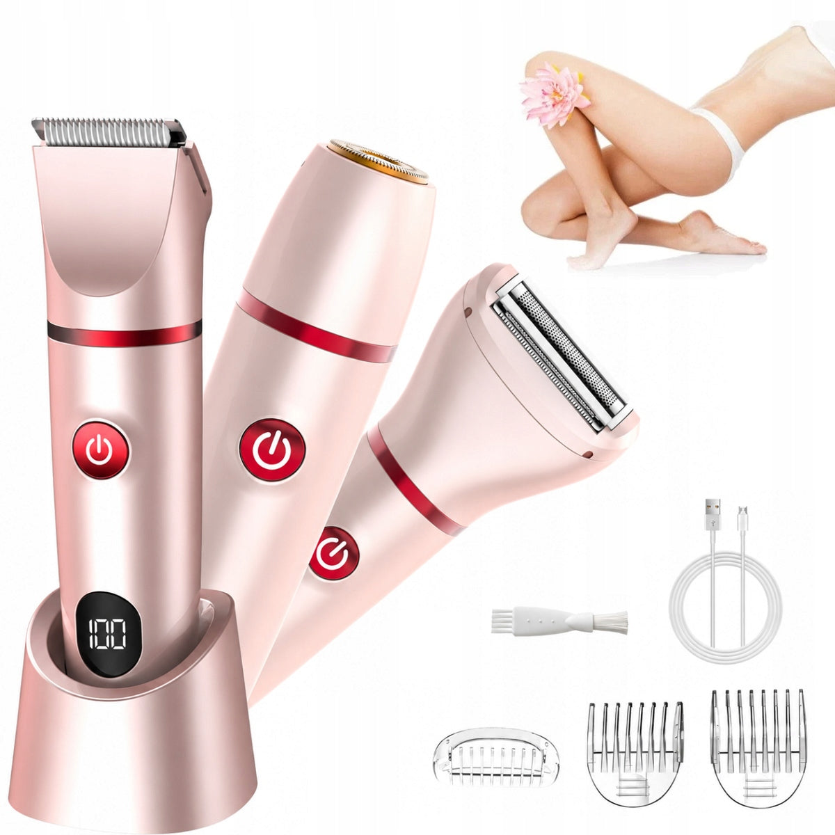 WOMEN'S SHAVER, 3 IN 1, INTIMATE SHAVER, ELECTRIC SHAVER FOR FACE, LEGS