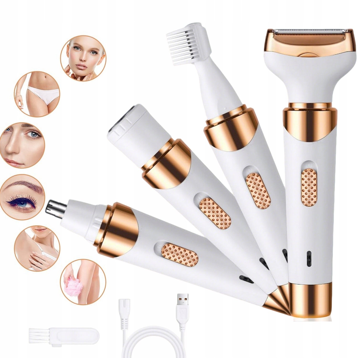 WOMEN'S SHAVER BODY EPILATOR BIKINI LEGS ARMPITS WATERPROOF USB 4IN1