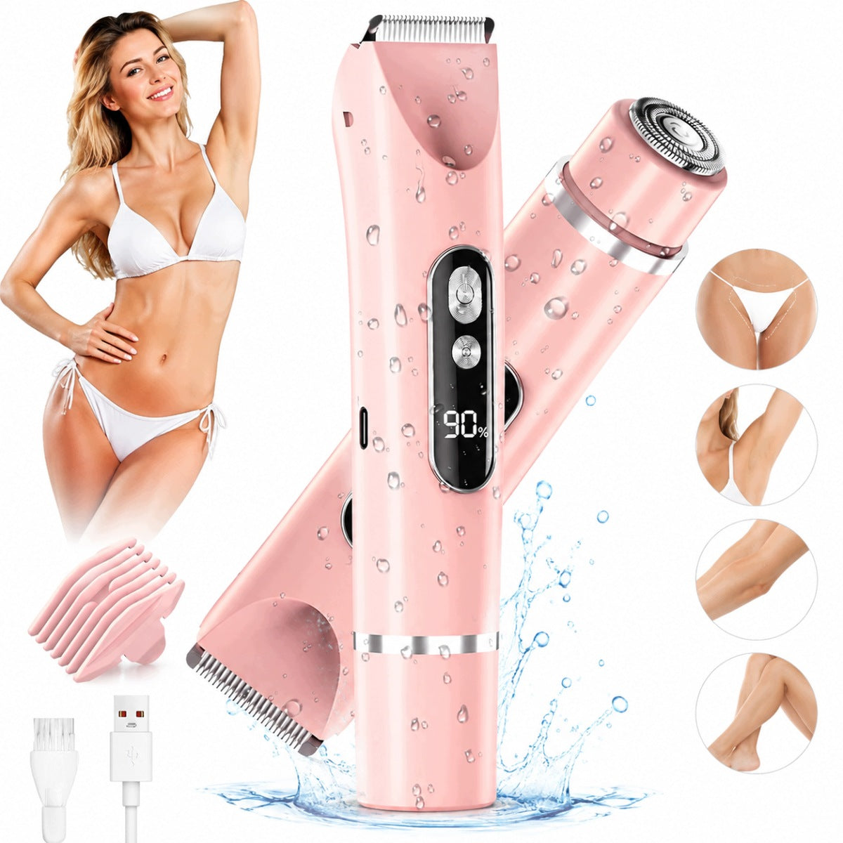 WOMEN'S SHAVER WITH DOUBLE HEAD,ELECTRIC BODY EPILATOR,BIKINI 2IN1