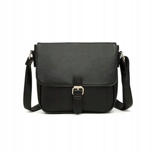 WOMEN'S SHOULDER BAG BLACK ARTIFICIAL DESIGN LEATHER ADJUSTABLE Brand no brand