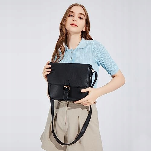 WOMEN'S SHOULDER BAG BLACK ARTIFICIAL DESIGN LEATHER ADJUSTABLE Manufacturer code Bez marki