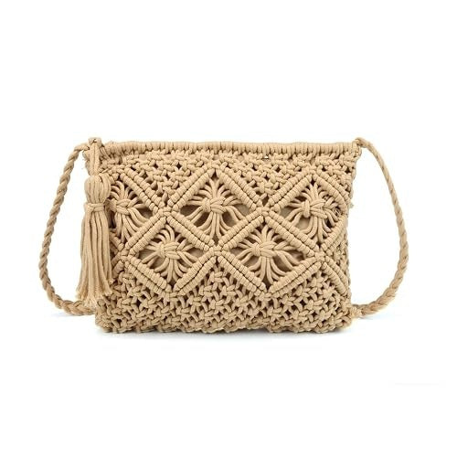 WOMEN'S SHOULDER BAG BOHO CROCHETED COTTON BEACH for home gift Brand no brand