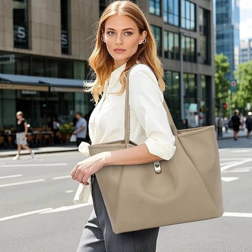 WOMEN'S SHOULDER BAG GREY BEIGE LARGE FOR OFFICE DAILY HOME Manufacturer code Nieoznaczona