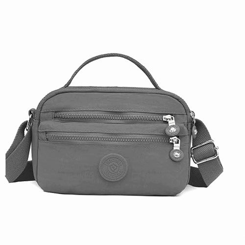 WOMEN'S SHOULDER BAG WATERPROOF NYLON GREY MULTIPLE POCKETS FOR HOME