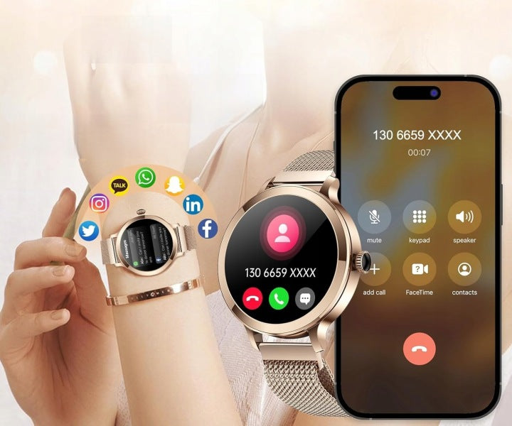 WOMEN'S SMARTWATCH AMOLED GOLD BRACELET + STRAP PINK TALK IP68 Manufacturer code 6DZ0169GD00
