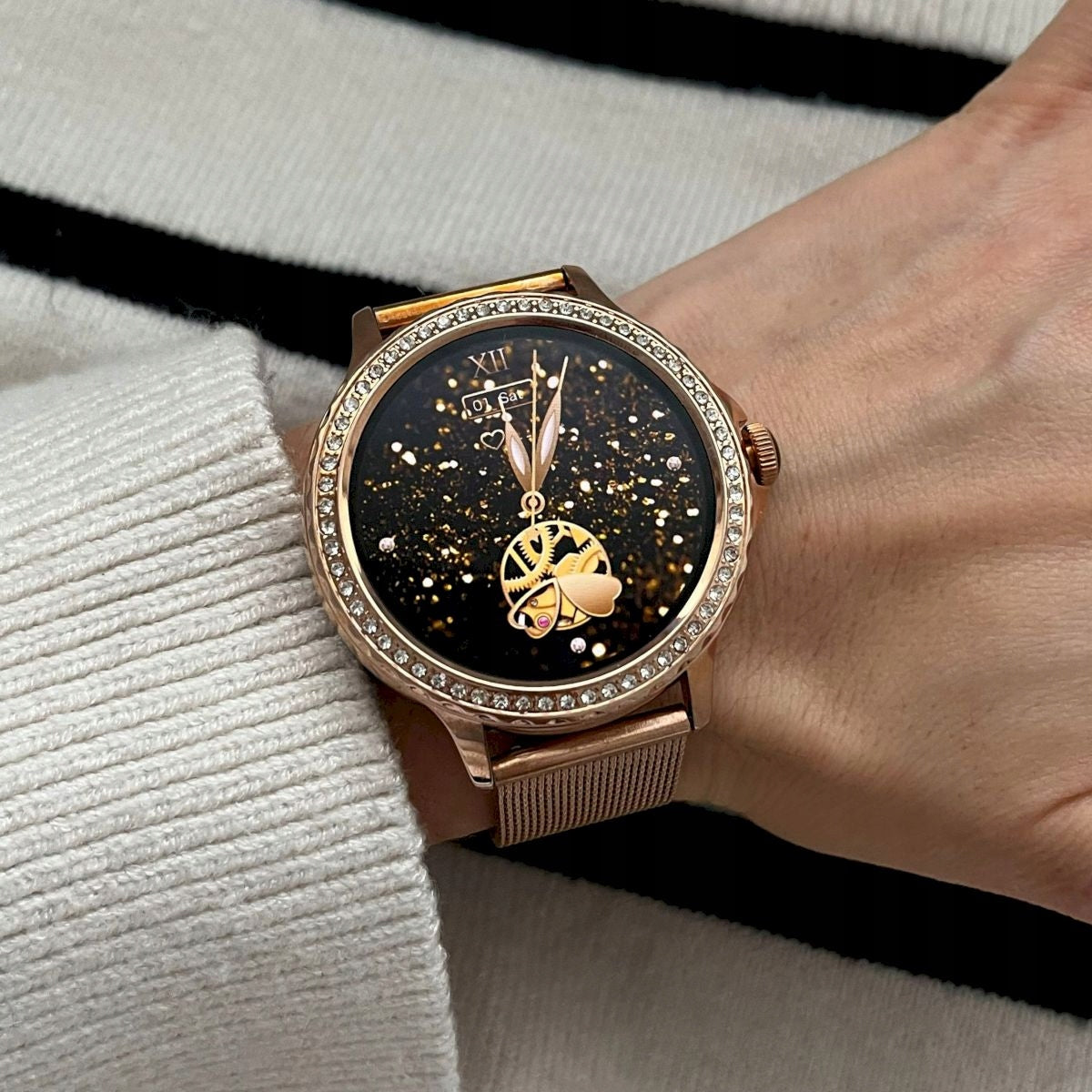 WOMEN'S SMARTWATCH DUBAJ L58 GOLD RHINESTONES TALK PRESSURE PULSE Manufacturer code 5904268950044