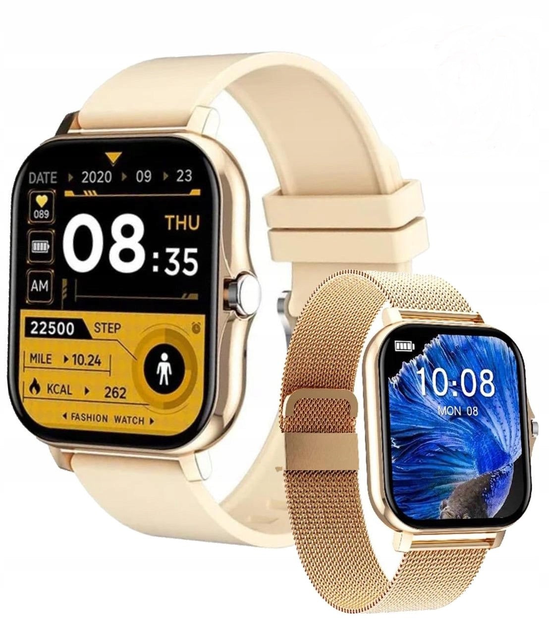 WOMEN'S SMARTWATCH ELEGANT GOLD BLUETOOTH WATCH PL TALK HEART RATE STEPS Packaging status original