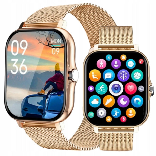 WOMEN'S SMARTWATCH ELEGANT GOLD BLUETOOTH WATCH PL TALK HEART RATE STEPS