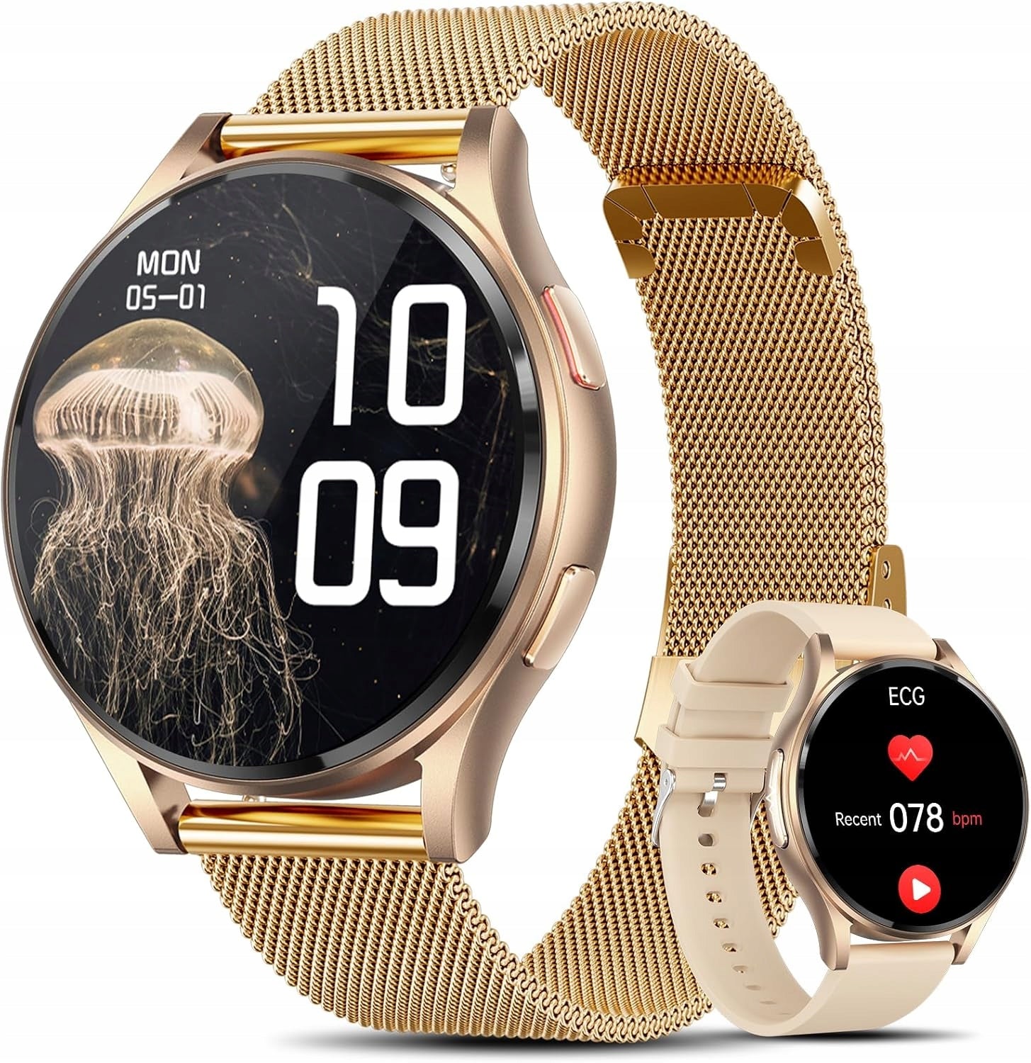 WOMEN'S SMARTWATCH GOLD GE30-F EKG BMI/HRV BT 5.3 1,43" AMOLED AOD