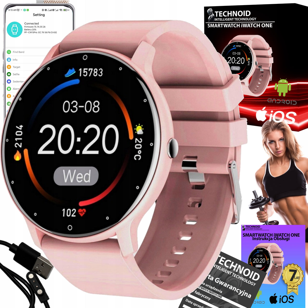WOMEN'S SMARTWATCH IWATCH PRO SPORTS MODES APPLICATION Polish PROFI Brand no brand