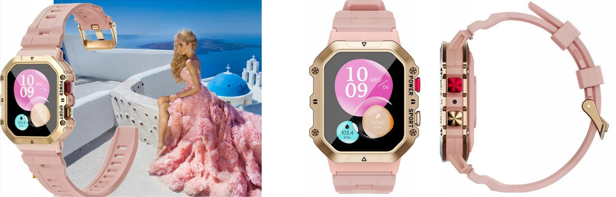 WOMEN'S SMARTWATCH PINK SMS STEPS POLISH CONNECTION MENU Color pink