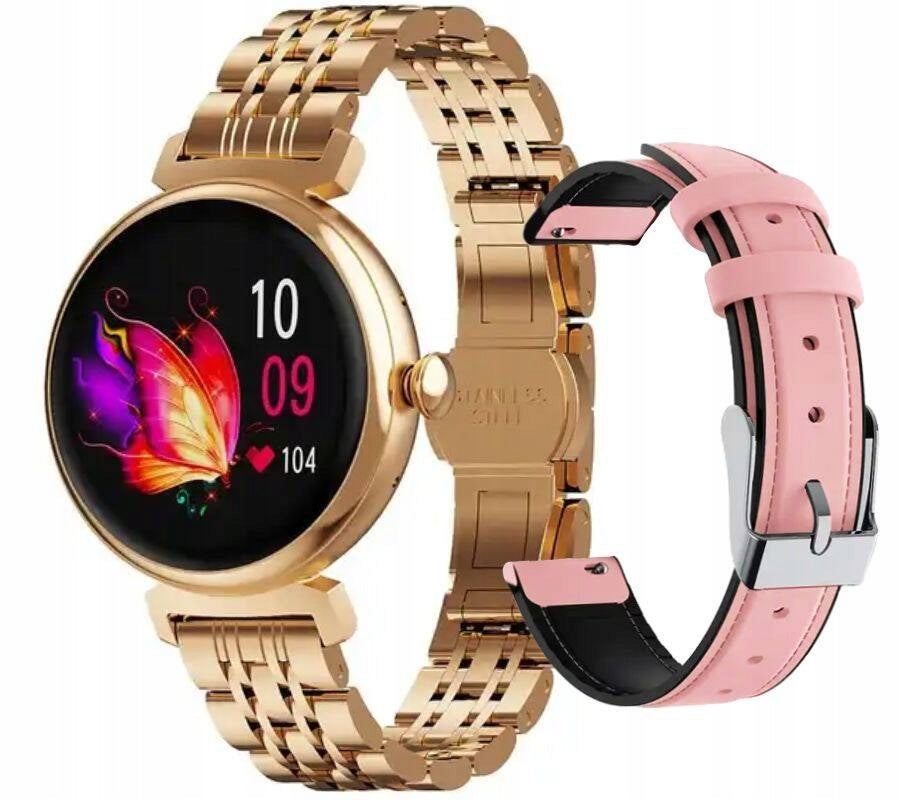 WOMEN'S SMARTWATCH RUBICON RNCF21 ROSE GOLD TALK PULSE HEART RATE STEPS AMOLED