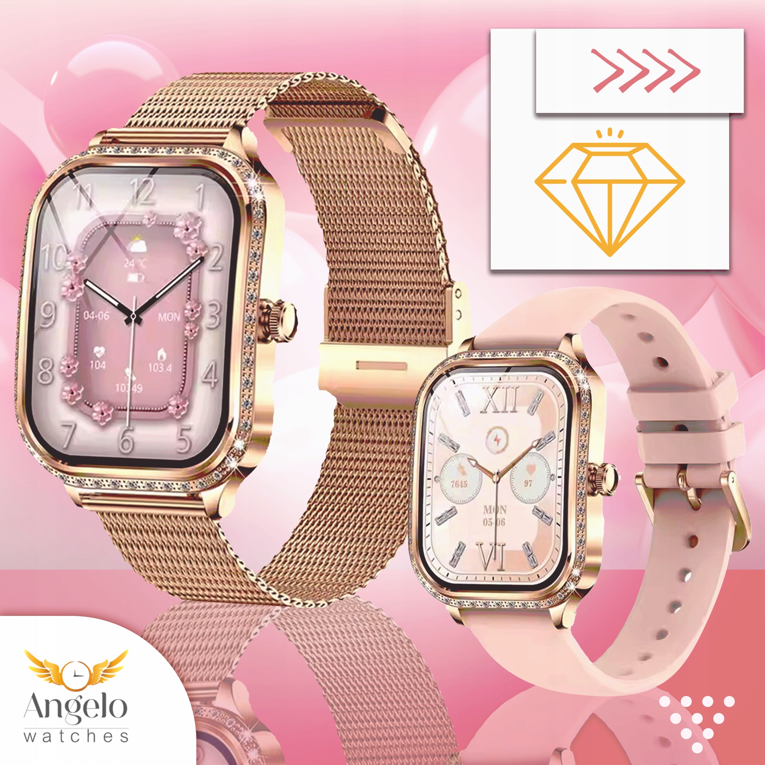 WOMEN'S SMARTWATCH SILVER CONVERSATIONS SPORT HEART RATE NOTIFICATION MENU POLISH Manufacturer code AMK-88