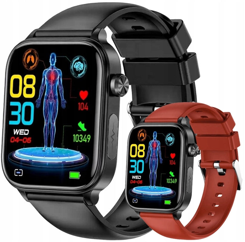 WOMEN'S SMARTWATCH SMART WATCH STRAP BLACK BURGUNDY POLISH MENU