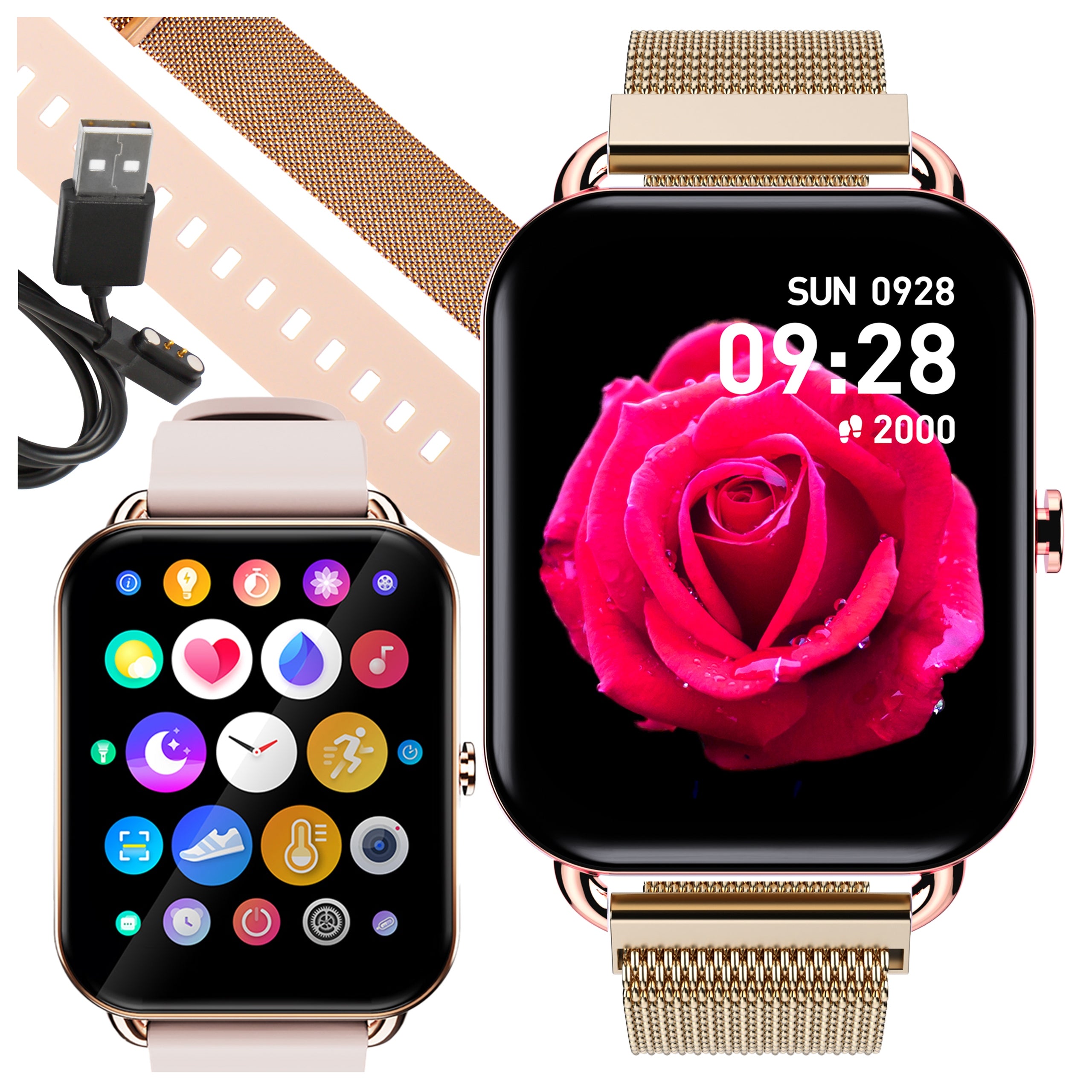 WOMEN'S SMARTWATCH WATERPROOF CONVERSATIONS MEASUREMENTS SMS ECG SPORT POLISH MENU
