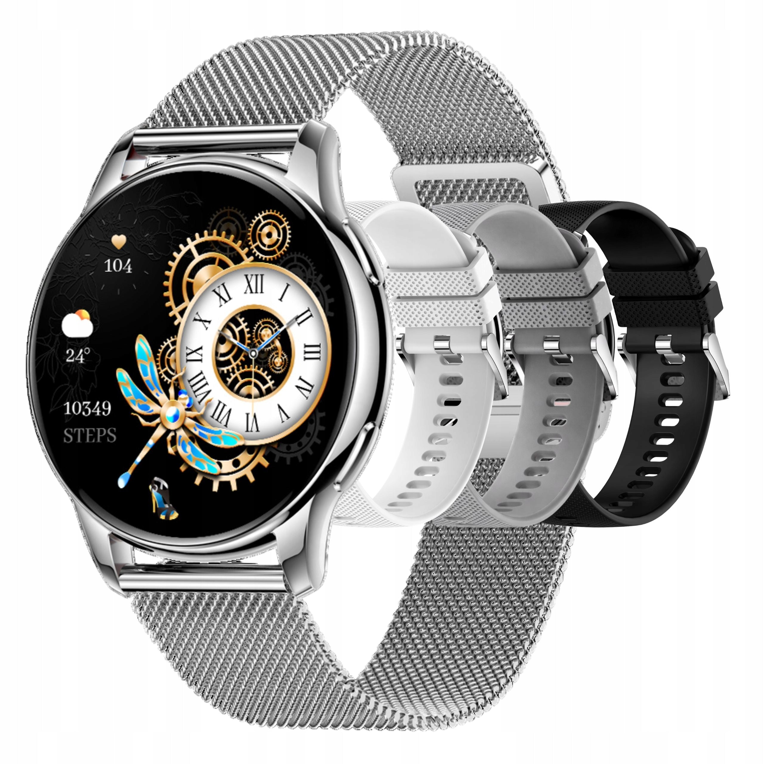 WOMEN'S SMARTWATCH Y11 SILVER 4 STRIPES CALL NOTIFICATION AMOLED