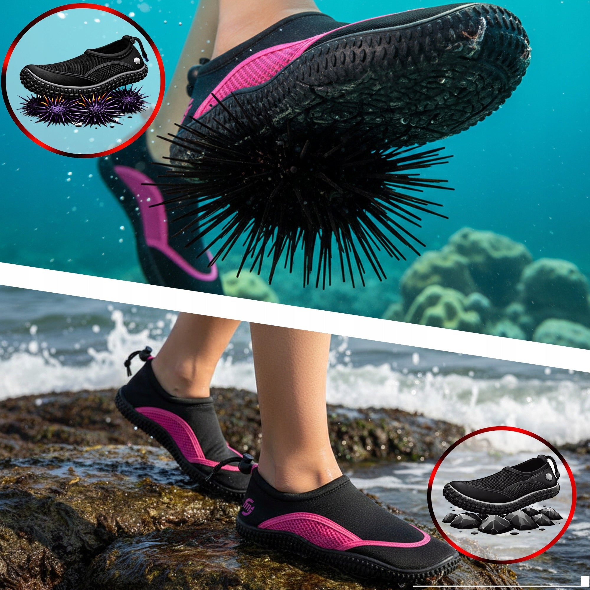 WOMEN'S SWIMMING WATER SHOES FOR BEACH SEA URCHIN CORAL REEF WALRUS 37 Product weight with unit packaging 0.4 kg