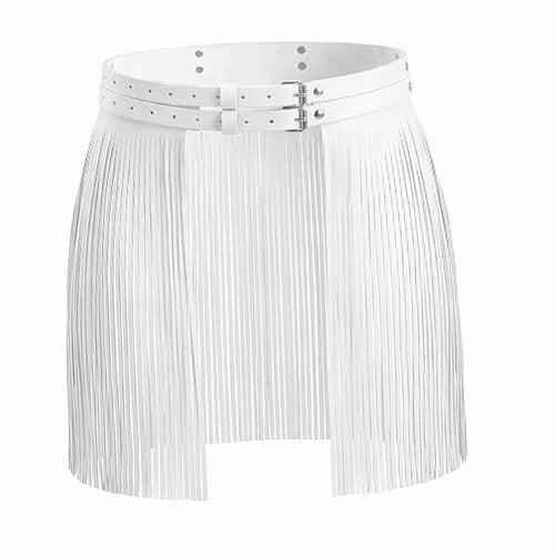 WOMEN'S TASSEL STRAP PU LEATHER WHITE WOMEN'S Leather SIZE