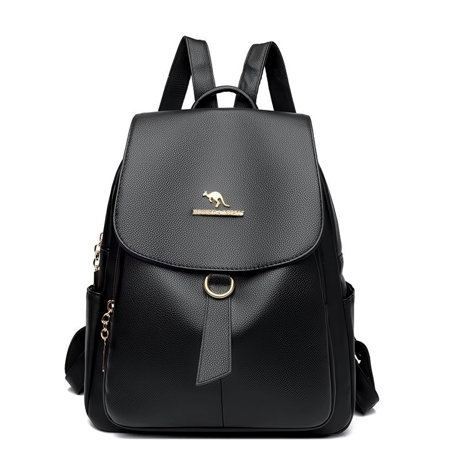 WOMEN'S URBAN BACKPACK BLACK STYLISH LIGHTWEIGHT FLAP AND POCKET