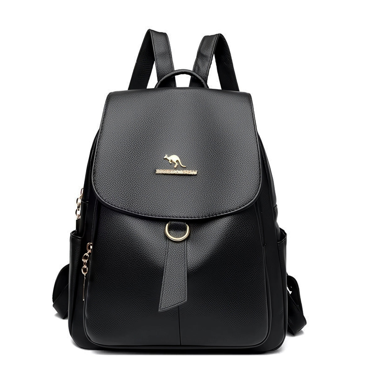 WOMEN'S URBAN BACKPACK BLACK STYLISH LIGHTWEIGHT FLAP AND POCKET