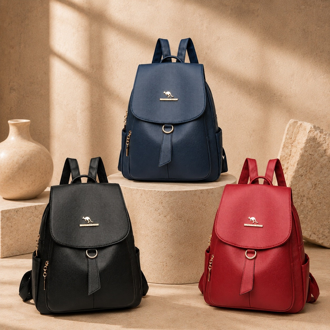 WOMEN'S URBAN BACKPACK NAVY BLUE STYLISH LIGHTWEIGHT FLAP AND POCKET Manufacturer code plkankla