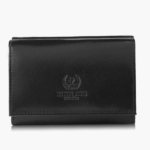 WOMEN'S WALLET LEATHER BLACK CLASSIC SMALL RFID PROTECTION FOR WOMEN