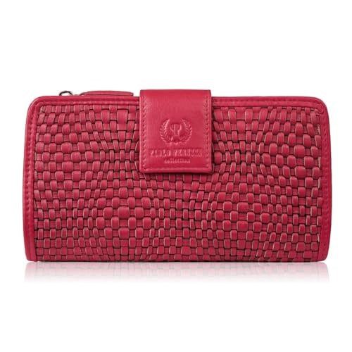 WOMEN'S WALLET LEATHER RASPBERRY BRAIDED LARGE FOR CARDS GIFT FOR WOMEN Brand no brand