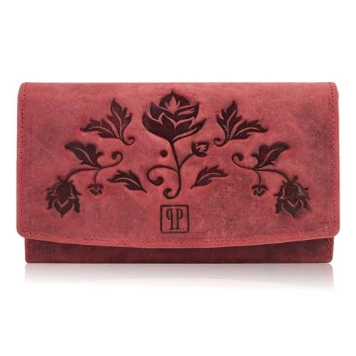 WOMEN'S WALLET LEATHER RETRO LARGE RFID RED FOR WOMEN Brand no brand