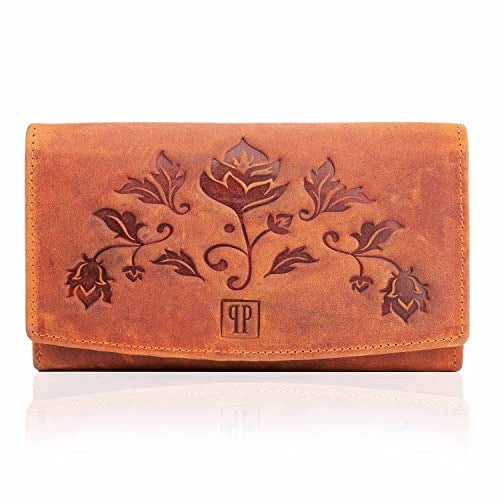 WOMEN'S WALLET LEATHER RETRO RFID LARGE FOR CARDS ORANGE WOMEN Brand no brand