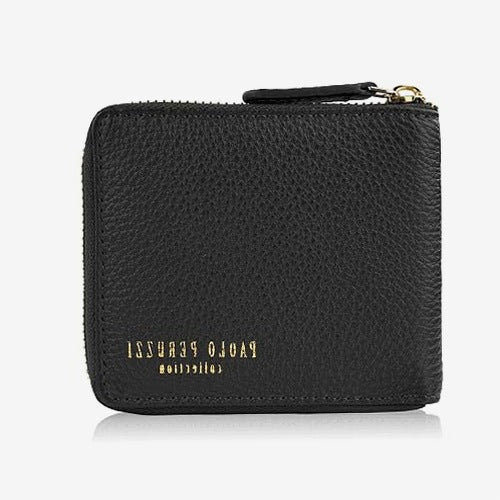 WOMEN'S WALLET LEATHER SMALL BLACK PROTECTION RFID ELEGANT GIFT