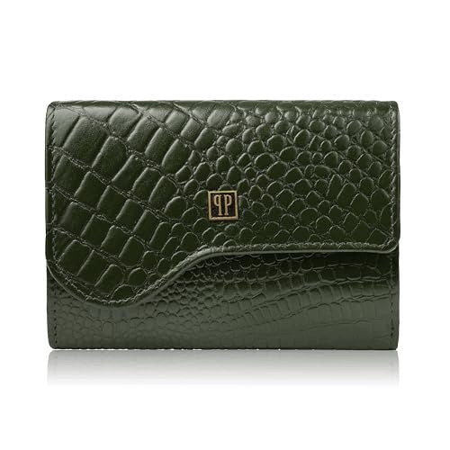 WOMEN'S WALLET LEATHER SMALL CROCO DARK GREEN RFID FOR WOMAN Brand no brand