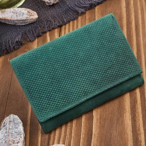 WOMEN'S WALLET LEATHER VINTAGE GEOMETRIC GREEN RFID FOR WOMAN Manufacturer code Bez marki
