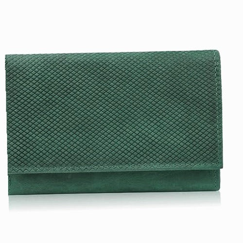 WOMEN'S WALLET LEATHER VINTAGE GEOMETRIC GREEN RFID FOR WOMAN