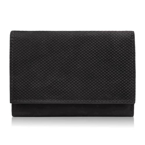 WOMEN'S WALLET LEATHER VINTAGE GEOMETRY RFID FOR WOMAN BLACK Brand no brand