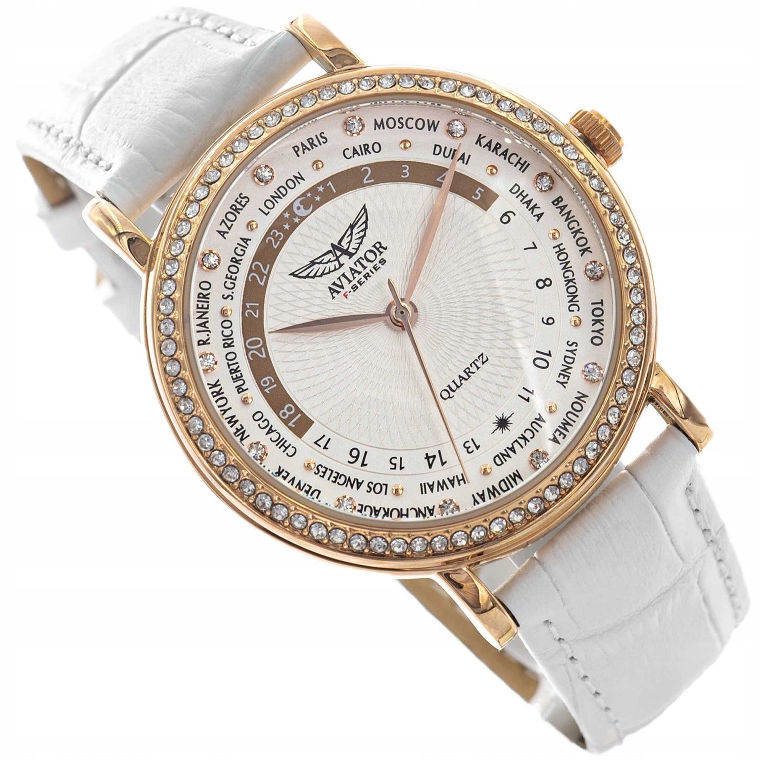 WOMEN'S WATCH AVIATOR AVAW9512 WHITE RHINESTONES
