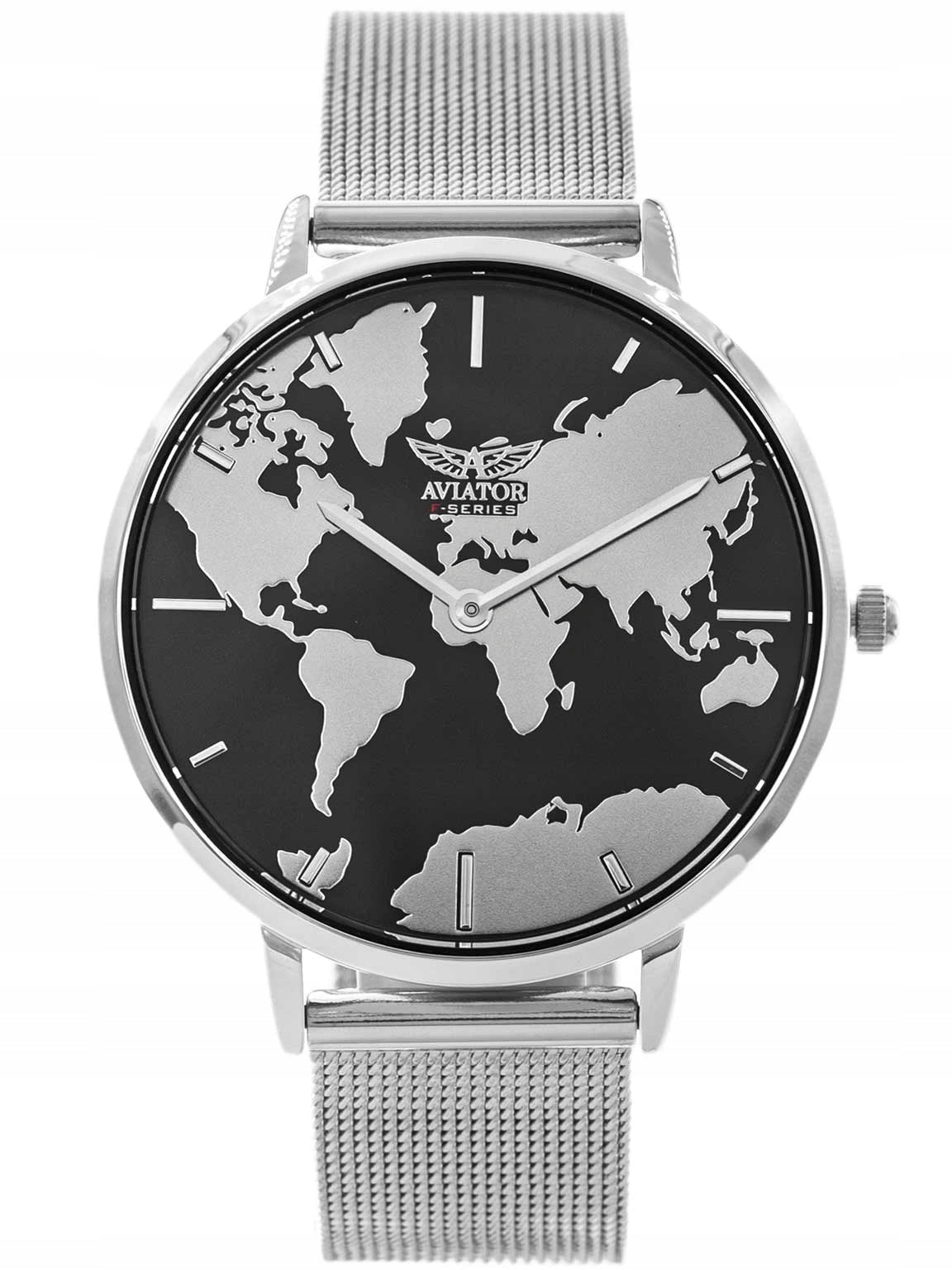 WOMEN'S WATCH AVIATOR AVAW9692SET SILVER WORLD MAP + BRACELET Gender woman
