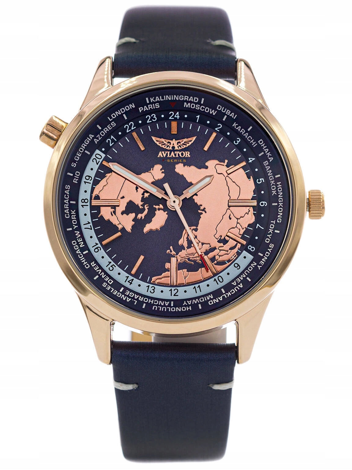WOMEN'S WATCH AVIATOR AVW8660L05 PURPLE WORLD MAP Brand Aviator