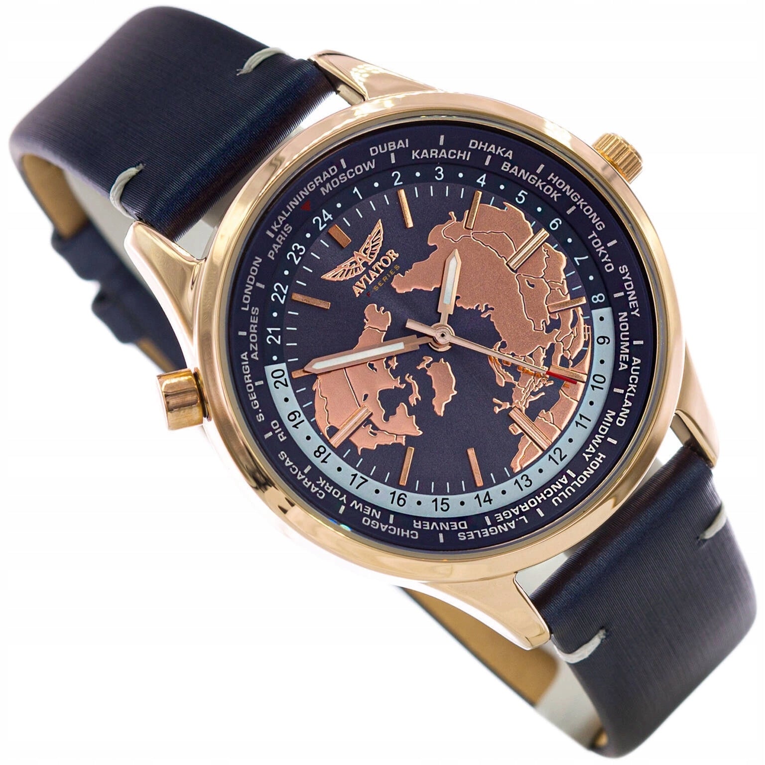 WOMEN'S WATCH AVIATOR AVW8660L05 PURPLE WORLD MAP