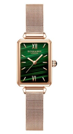 WOMEN'S WATCH BRACELET GOLD GREEN MALACHITE