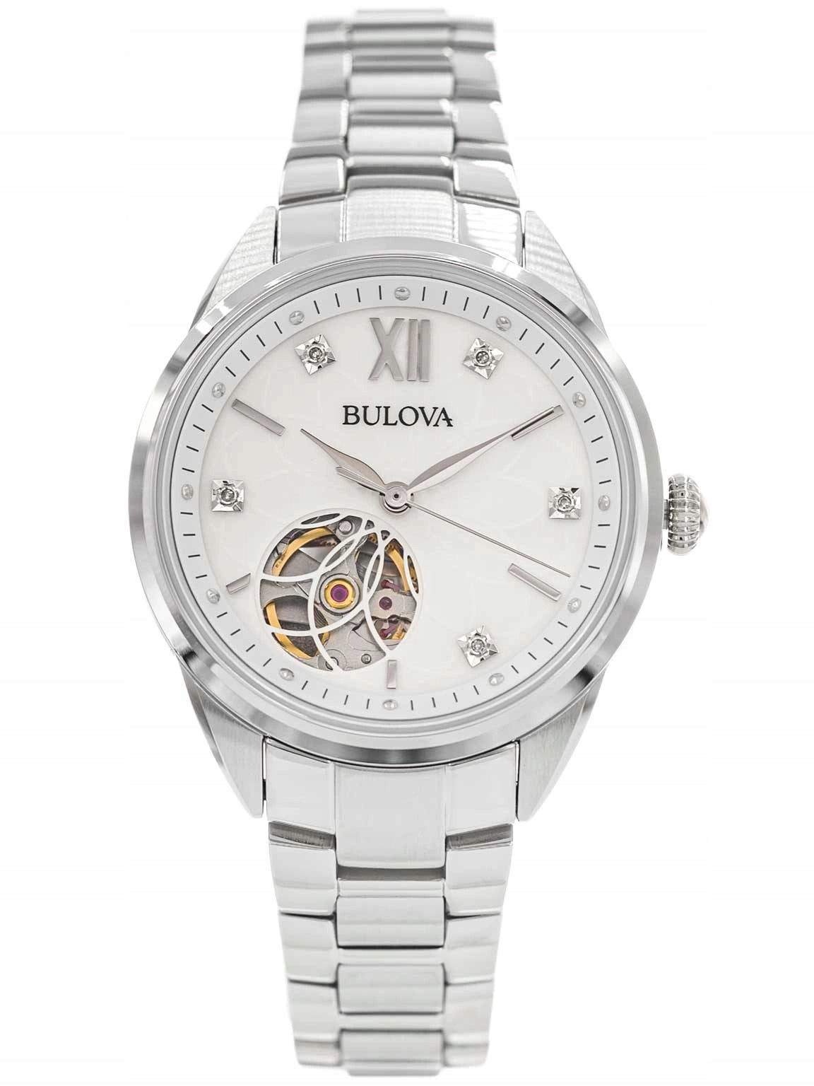 WOMEN'S WATCH BULOVA 96P181 SILVER ON BRACELET AUTOMATIC ELEGANT Packaging status original