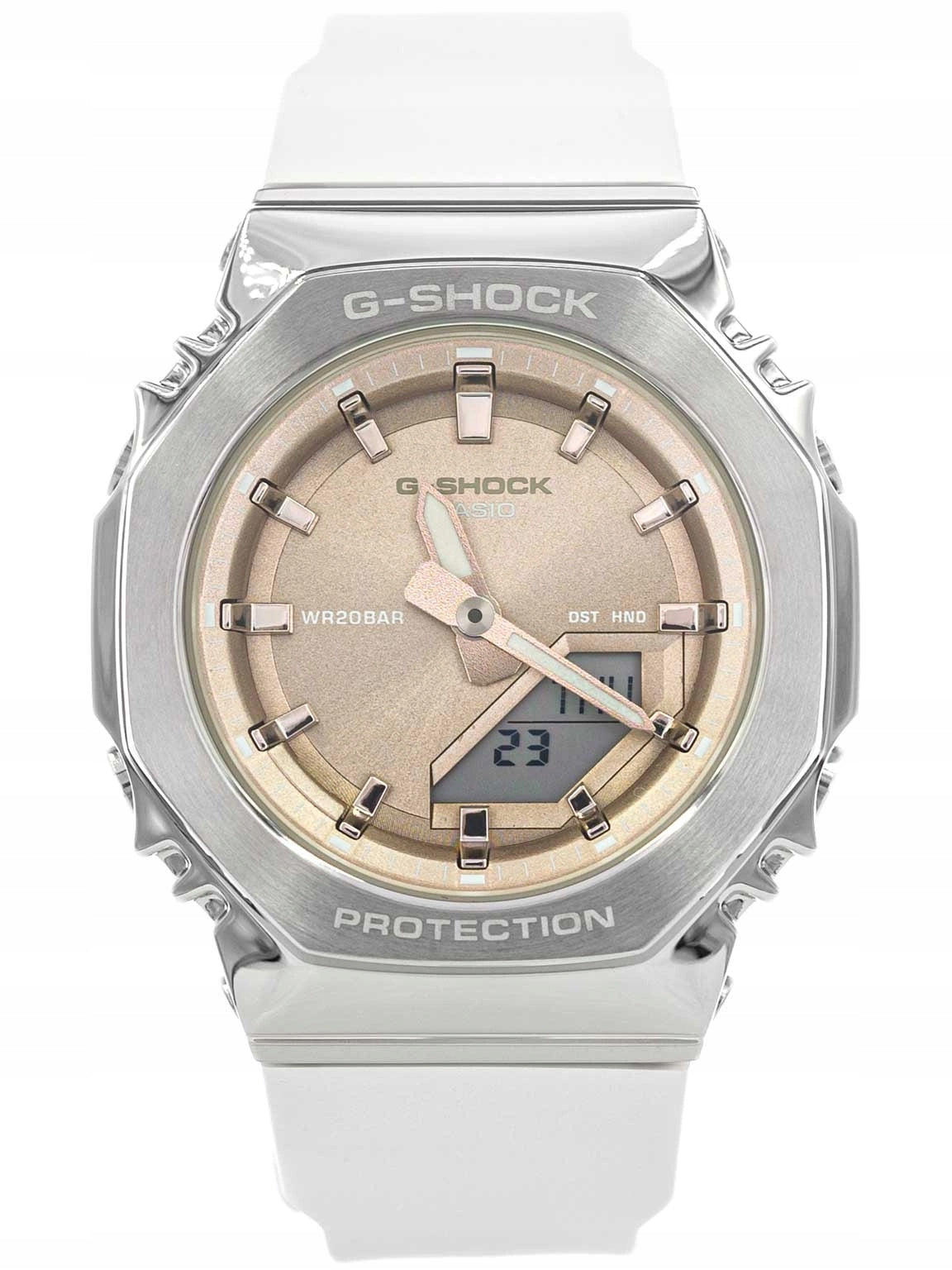 WOMEN'S WATCH CASIO GM-S2110-7A9ER G-SHOCK WHITE ON SPORTS STRAP 20BAR Brand CASIO